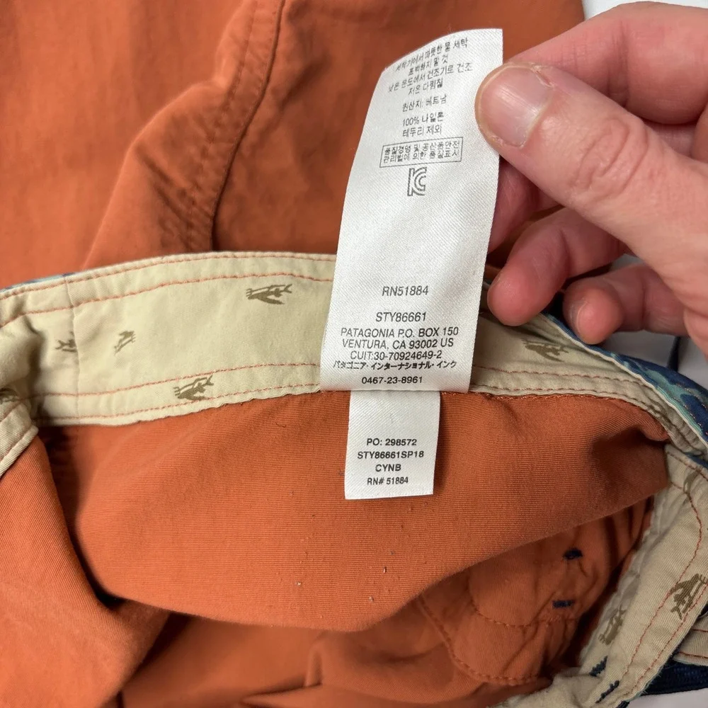 Patagonia Orange Boardshorts M's Patch‎ Pocket Wavefarer Mens 38 Swim Shorts